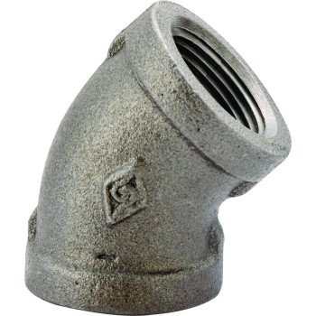 ProSource 4-1/2B Pipe Elbow, 1/2 in, FIP, 45 deg Angle, Malleable Iron, SCH 40 Schedule, 300 psi Pressure