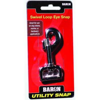 Baron C-017-1 Bolt Snap with Strap Eye, 80 lb Working Load, Aluminum/Zinc, Nickel