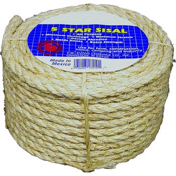 T.W. Evans Cordage 22-400 Fiber Rope, 3/8 in Dia, 732 ft L, Sisal, Natural