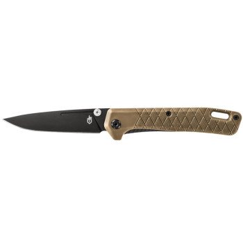 Gerber 31-004068 Folding Knife, 3.1 in L Blade, Stainless Steel Blade, 1-Blade, Textured Handle, Coyote Brown Handle