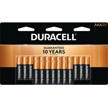 Duracell MN2400B20 Battery, 1.5 V Battery, 1175 mAh, AAA Battery, Alkaline, Rechargeable: No, Black/Copper