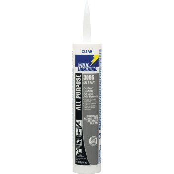 White Lightning W11001010 Siliconized Acrylic Latex Sealant, Clear, 5 to 7 days Curing, -30 to 180 deg F, 10 fl-oz