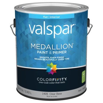 Valspar Medallion 1400 Series 027.0001405.007 Interior Paint, Flat Sheen, Clear, 1 gal, Can