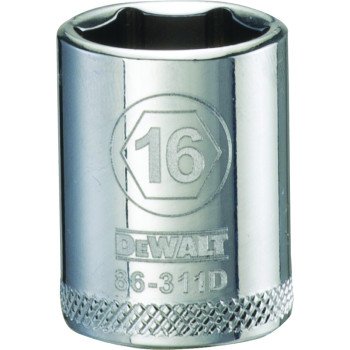 DEWALT DWMT86311OSP Hand Socket, 16 mm Socket, 3/8 in Drive, 6-Point, Vanadium Steel, Polished Chrome