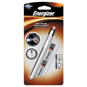 Energizer PLED23AEH LED Penlight, AAA Battery, 11 Lumens Lumens, 27 m Beam Distance, 16 hr Run Time, Silver