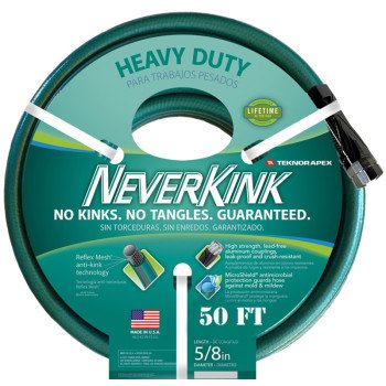 Neverkink 8617-50/8615-50 Garden Hose, 50 ft L, Vinyl, Green