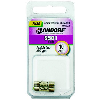 Jandorf 60726 Fast Acting Fuse, 10 A, 250 V, 1500 A Interrupt, Ceramic Body