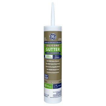 GE Advanced Specialty Silicone 2 2823398 Gutter Sealant, Clear, Thixotropic Solid, 10.1 fl-oz Cartridge