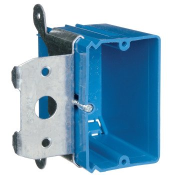 Carlon B121ADJ New Work Outlet Box, 1 -Gang, PVC, Blue, Bracket Mounting