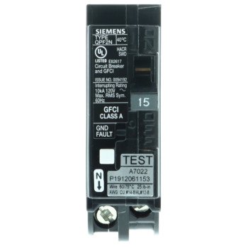 Siemens QF115AN Circuit Breaker, GFCI, Low Voltage, 15 A, 1 -Pole, 120 V, Plug Mounting