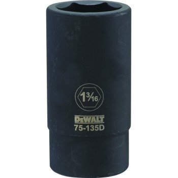 DEWALT DWMT75135OSP Impact Socket, 1-3/16 in Socket, 3/4 in Drive, 6-Point, CR-440 Steel, Black Oxide