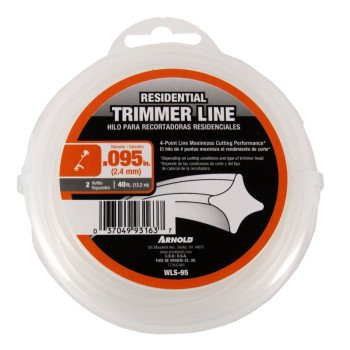 Arnold WLS-95 Trimmer Line, 0.095 in Dia, 40 ft L, Nylon