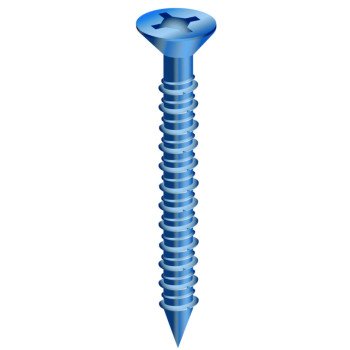 COBRA ANCHORS 620J Screw, 3/16 in Thread, 1-1/4 in L, Flat Head, Phillips, Robertson Drive, Steel, Fluorocarbon-Coated