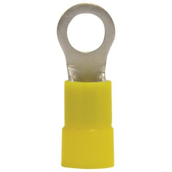 Gardner Bender 14-098 Ring Terminal, 600 V, 4 AWG Wire, 3/8 in Stud, Vinyl Insulation, Yellow, 4/PK