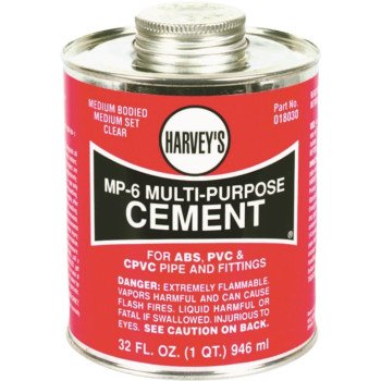 Harvey 18030-12 Solvent Cement, 32 oz Can, Liquid, Milky Clear