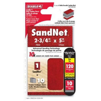 Diablo SandNet DND234120S10N Sanding Sheet, 2-3/4 in L, 120 Grit, Aluminum Oxide Abrasive