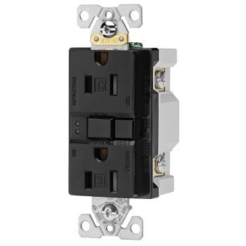 Eaton TRSGF15BK-SPL GFCI Outlet Box, 125 V, 15 A, NEMA: NEMA 5-15R, Back and Side Wiring, Black