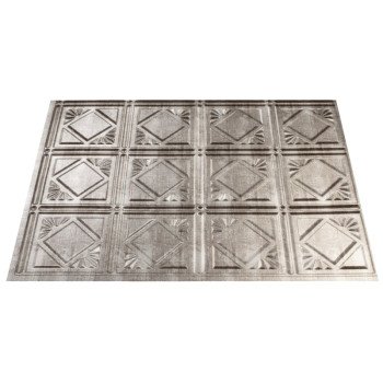 Fasade D6121 Backsplash Panel, 24 in L, 18 in W, Silver