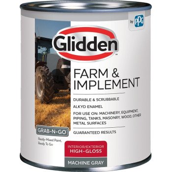 Glidden Grab-N-Go, Farm and Implement GLFIIE50 Series GLFIIE50MG/04 Enamel Paint, High-Gloss Sheen, Machine Gray, 4 qt