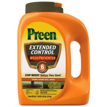 Preen 2464092 Weed Killer, Granular, Broadcast Application, 4.93 lb Bottle