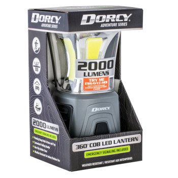 Dorcy Adventure Max Series 41-3119 Lantern with Emergency Signaling, D Battery, LED Lamp, 2000 Lumens Lumens, Black/Gray