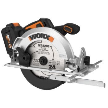 Worx WX520L Cordless Circular Saw with Brushless Motor, Battery Included, 20 V, 4 Ah, 7-1/4 in Dia Blade, 5/8 in Arbor