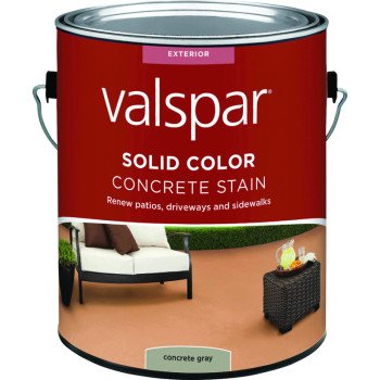 Valspar 024.1082320.007 Solid Color Concrete Stain, Low-Gloss, Concrete Gray, Liquid, 1 gal