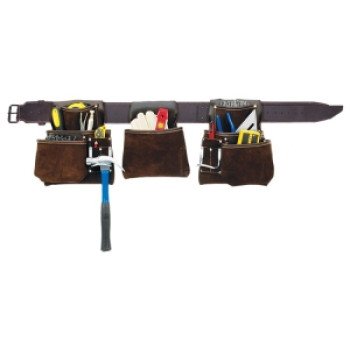 Kuny's Tool Works Series AP-400 Contractor's Apron, Leather, Brown, 14-Pocket