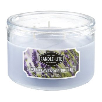 Candle-Lite 1879404 Scented Candle with Acetate Lid, 10 oz, Fresh Lavender Breeze, 40 hr, Violet