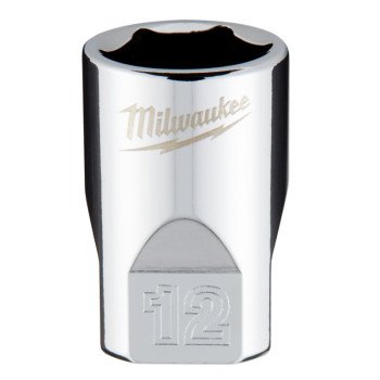 Milwaukee 45-34-9038 Socket, 12 mm Socket, 1/4 in Drive, 6-Point, Chrome Vanadium Steel, Chrome