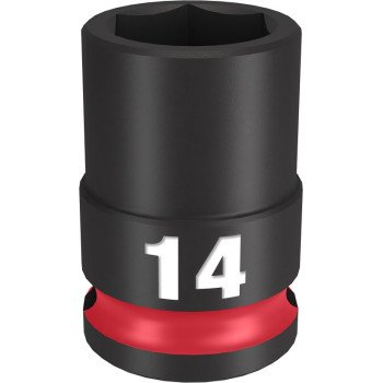 Milwaukee SHOCKWAVE Impact Duty Series 49-66-6138 Shallow Impact Socket, 14 mm Socket, 3/8 in Drive, Square Drive