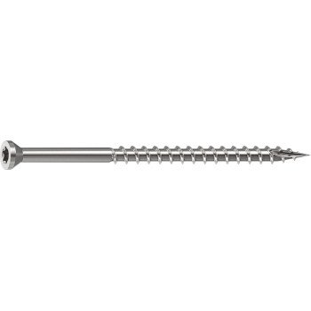 Camo 0350170 Deck Screw, 0.163 in Thread, 3 in L, Trim Head, Star Drive, Sharp, Type-17 Point, 305 Stainless Steel, 100