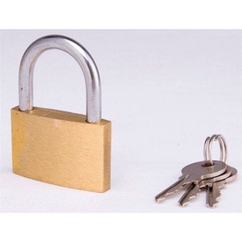 ProSource TGE-BP403L Padlock, Standard Shackle, 3/16 in Dia Shackle, 1 in H Shackle, Steel Shackle, Brass Body