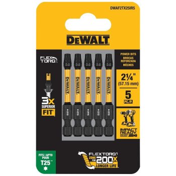 DEWALT DWAF2TX25IR5 Driver Bit, T25 Drive, Torx Drive, 1/4 in Shank, Hex Shank, 2 in L, HSS