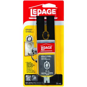 LePage Epoxy Steel 1919322 Epoxy Adhesive, Medium Gray, 25 mL