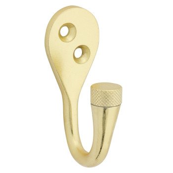 National Hardware Powell N337-911 Knurled Hook, 60 lb, Aluminum, Brushed Gold