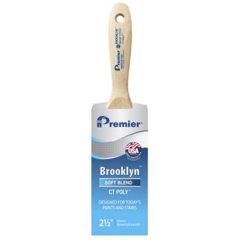 Premier Brooklyn 17312 Paint Brush, 2-1/2 in W, Beavertail Varnish Brush, 3 in L Bristle, Polyester Bristle