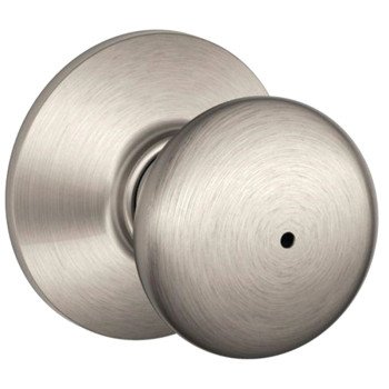 Schlage Plymouth Series F40 PLY 619 Privacy Lockset, Round Design, Knob Handle, Satin Nickel, Metal, Interior Locking