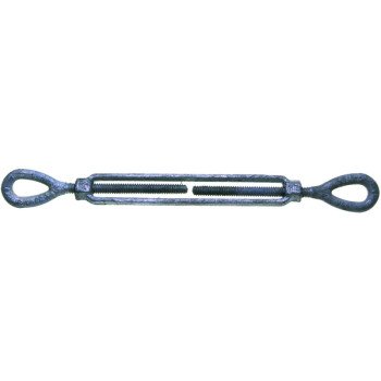 Baron 15-3/8X6 Turnbuckle, 1200 lb Working Load, 3/8 in Thread, Eye, Eye, 6 in L Take-Up, Galvanized Steel