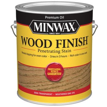 Minwax Wood Finish 710970000 Wood Stain, Weathered Oak, Liquid, 1 gal, Can