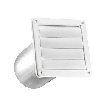 Lambro 361WTP Wall Cap Louvered Vent, 6 in Dia, Plastic, White