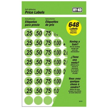 Hy-Ko 30101 Price Label, Black Legend, Neon Green Background