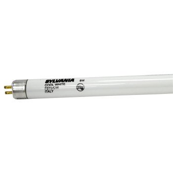 Sylvania 20834 Fluorescent Bulb, 8 W, T5 Lamp, Miniature G5 Lamp Base, 390 Lumens, 4000 K Color Temp, Cool White Light