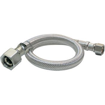 Plumb Pak EZ Series PP23799 Sink Supply Tube, 1/2 in Inlet, FIP Inlet, 1/2 in Outlet, FIP Outlet, Stainless Steel Tubing