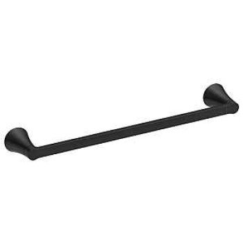 Moen Mikah Series Y0724BL Towel Bar, 24 in L Rod, Zinc, Matte Black, Wall Mounting