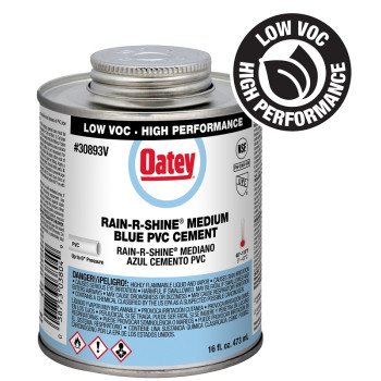 Oatey Rain-R-Shine 308933V Medium-Bodied Fast Set Cement, 16 oz Can, Liquid, Blue