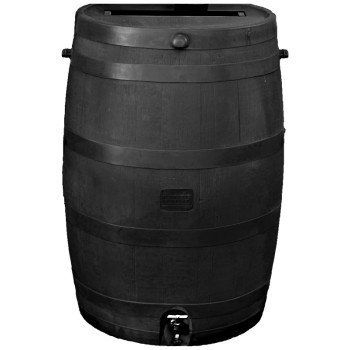 RTS 551000300A8000 Rain Barrel, 50 gal Capacity, Plastic, Black