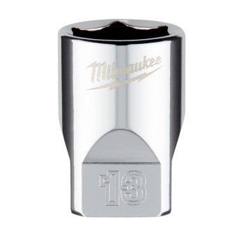 Milwaukee 45-34-9039 Socket, 13 mm Socket, 1/4 in Drive, 6-Point, Chrome Vanadium Steel, Chrome