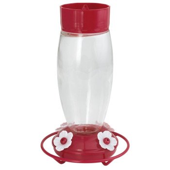 Stokes Select 38105 Deluxe Bird Feeder, 30 oz, 4-Port/Perch, Glass/Plastic, Red, 10.6 in H