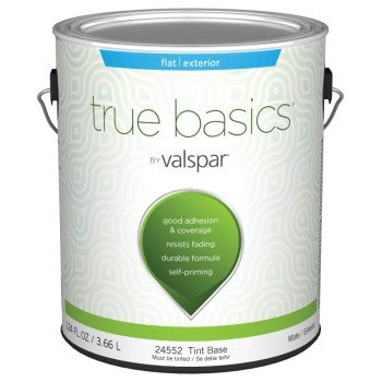 Valspar TRUE Basics 24550 Series 080.0024552.007 Exterior Paint, Flat, Tint Base, 1 gal